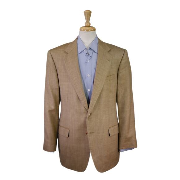 Brooks Brothers Blazer Gold Herringbone Wool Silk Linen Sportcoat 44R - Picture 1 of 8
